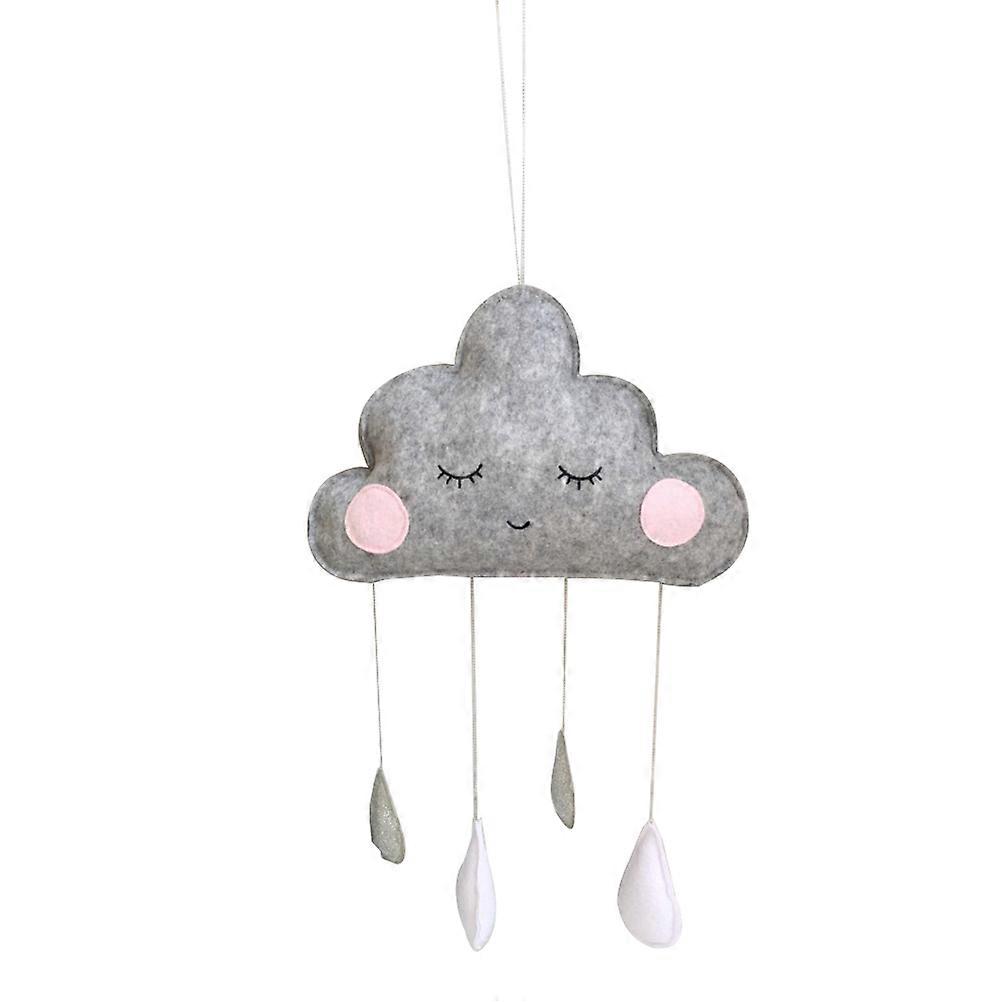 Cloud Raindrop Pendant Wall Hanging Room Decoration For Children's Room Felt Grey 1Pcs