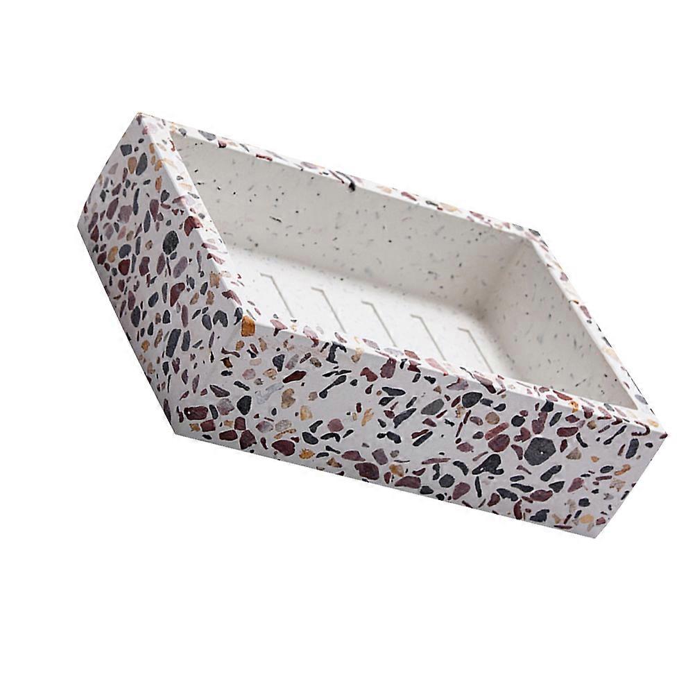 Bathtub Soap Holder Resin Material Rectangular Shape Home Decor Draining 12.5x8.5x3.5cm 1Pc