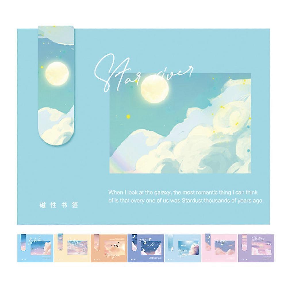 Kolorowe zakładki magnetyczne wzór nieba dwustronny projekt dla studentów książki przybory do czytania 8 sztuk