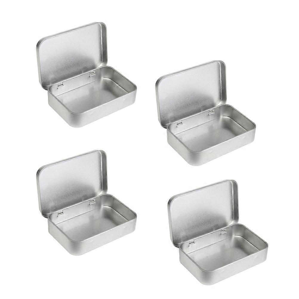 Tin Box Container Mini Rectangular Storage Tin Box Silver 9.5 x 6 x 2.1cm Portable Seamless and No Leak 24Set