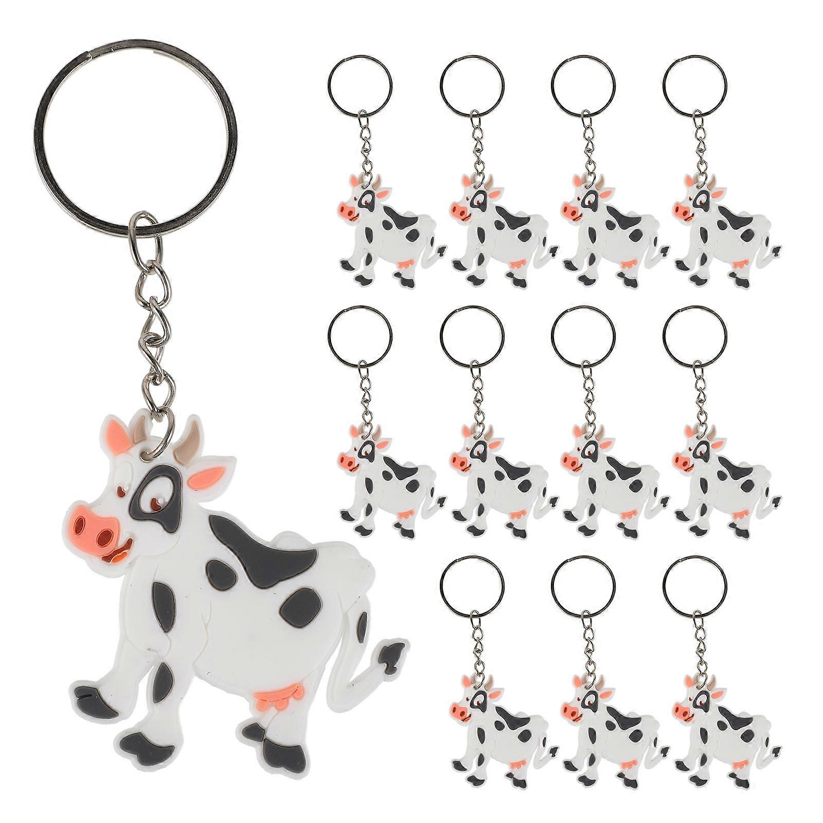 Animal Charm Cow Key Ring Cute Keychain For Children Kids Party present 12Pcs