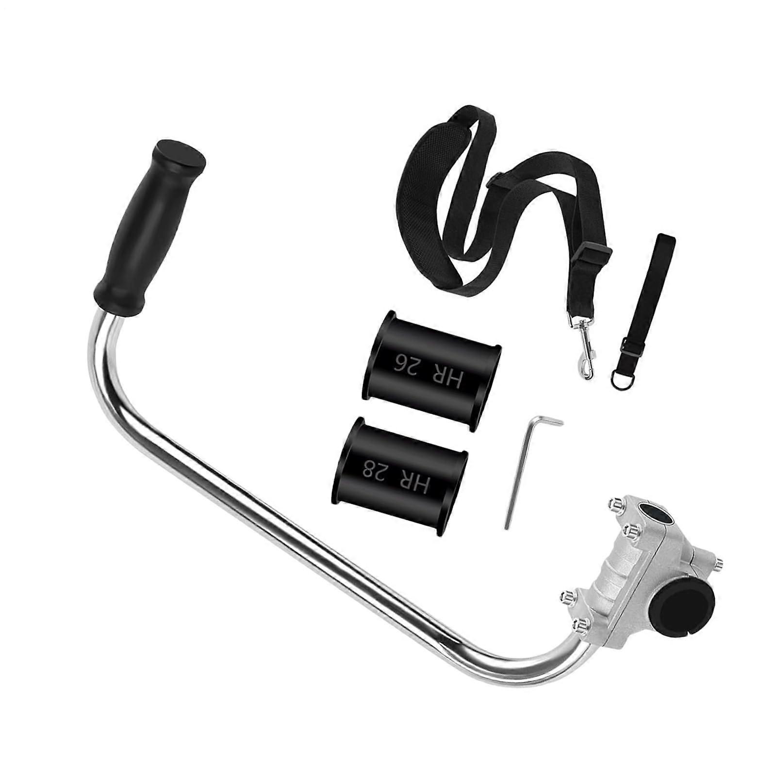 Ergonomic grass eater handle, thread cutter, aluminum alloy with mounting clamp lawn mower attachments