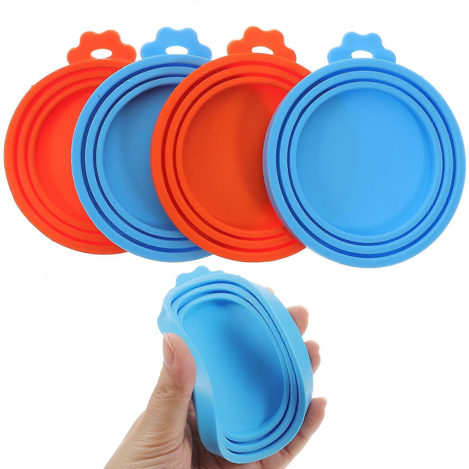 Can Saver Lid Silicone Pet Can Lids Prevent Spillage For Pet Food Container Assorted Color 4Pcs