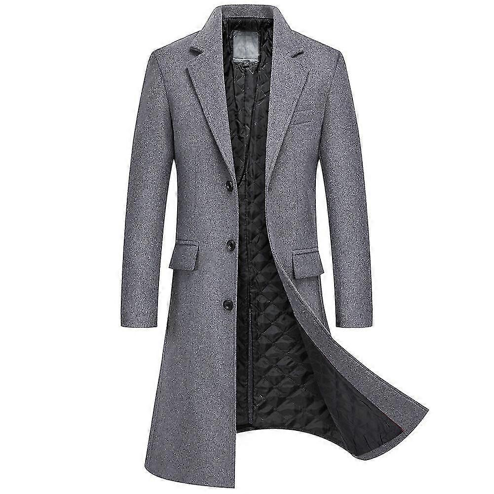 Allthemen Herren Business Slim Button Down Long Fit Uni Color Coat
