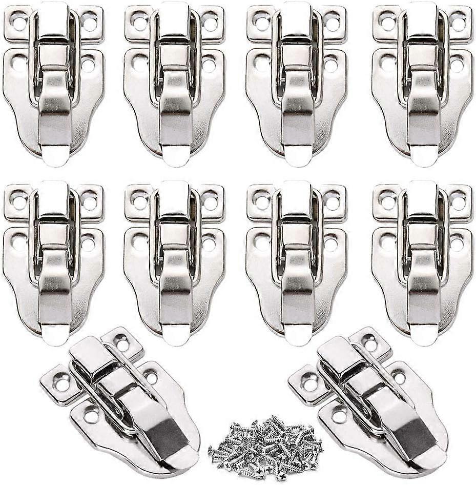10 Pieces Box Clasp Lever Latch Spring Loaded Toggle Latch Craft Box Latches Spring Loaded Hasp Suitcase Buckle with Screws for Wooden Box Craft Box