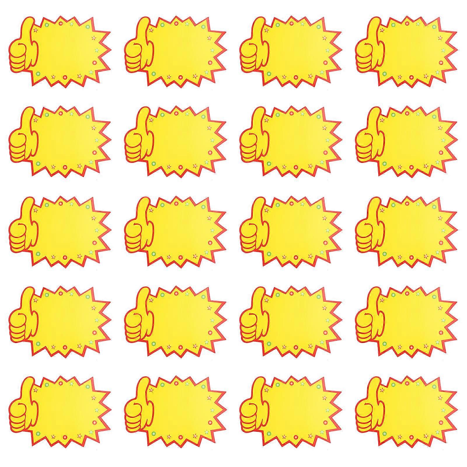 Retail Display Tags Stickers Events Labeling Yellow Paper 100Pcs