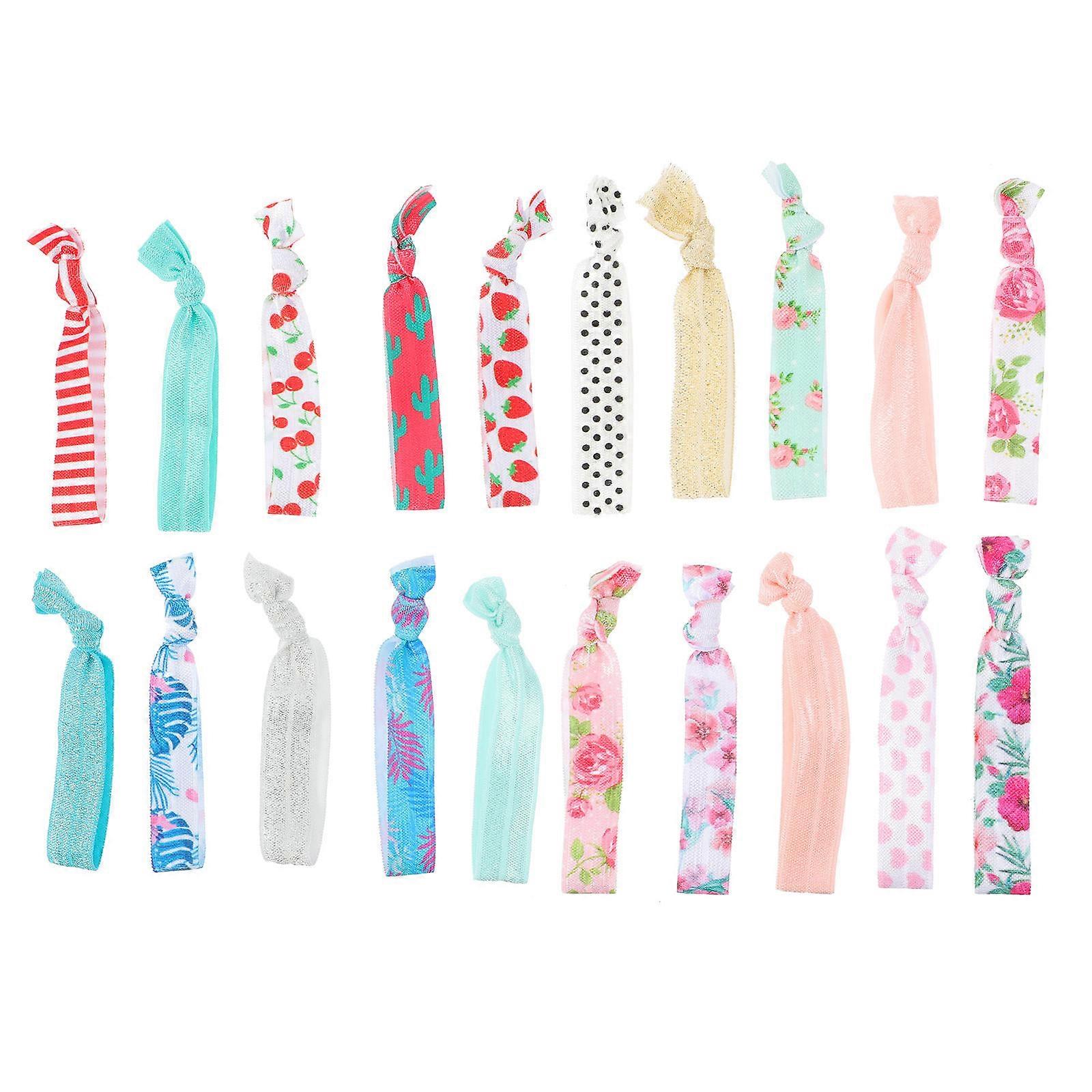 Adjustable Hair Ties No Crease Hair Ties Knotted Hair Band Elastic Ponytail Holder Assorted Color 60Pcs