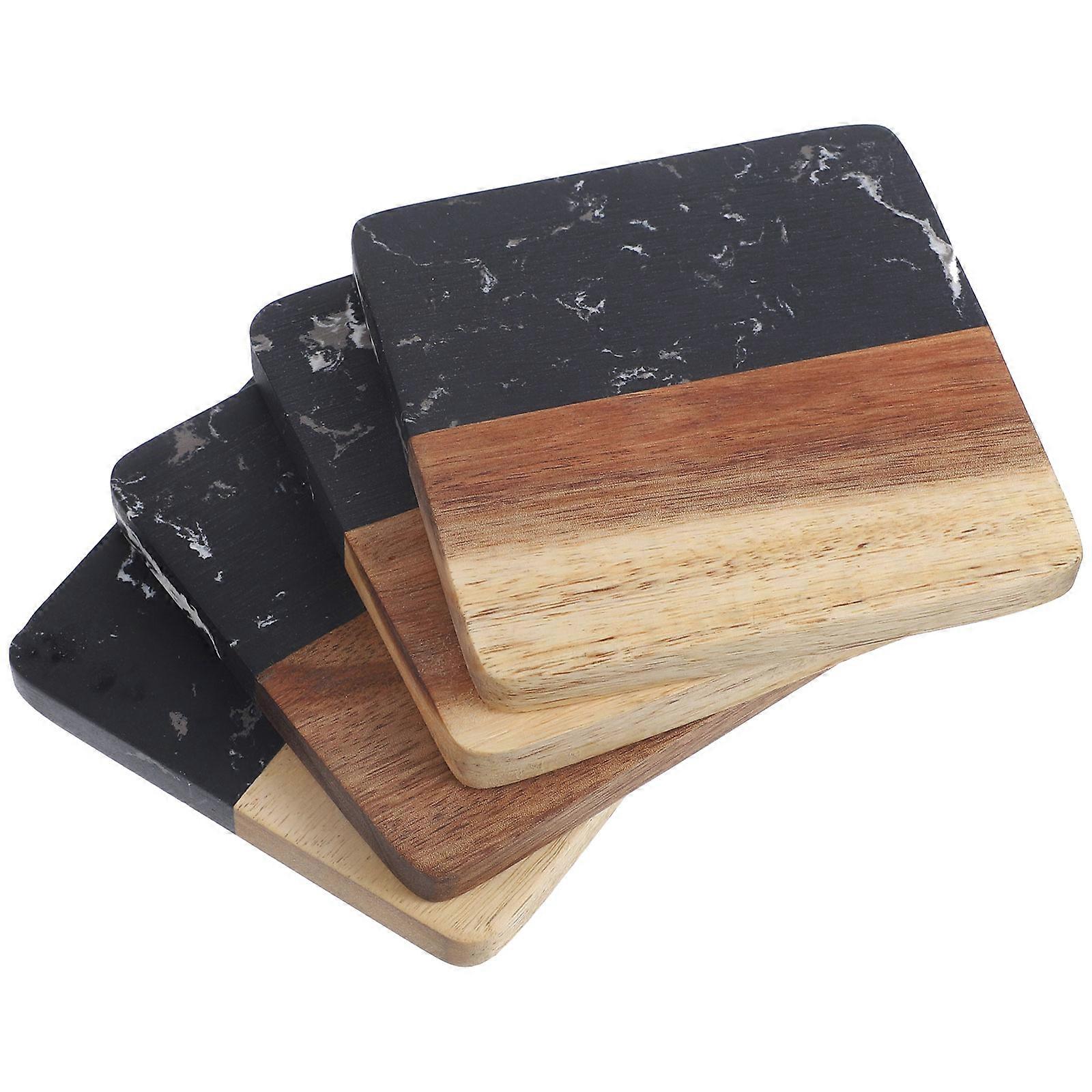 Drinks Coasters Set Stylish Tea Saucers Insulated Protective Cup Mats Home Use Square Marble 4Pcs
