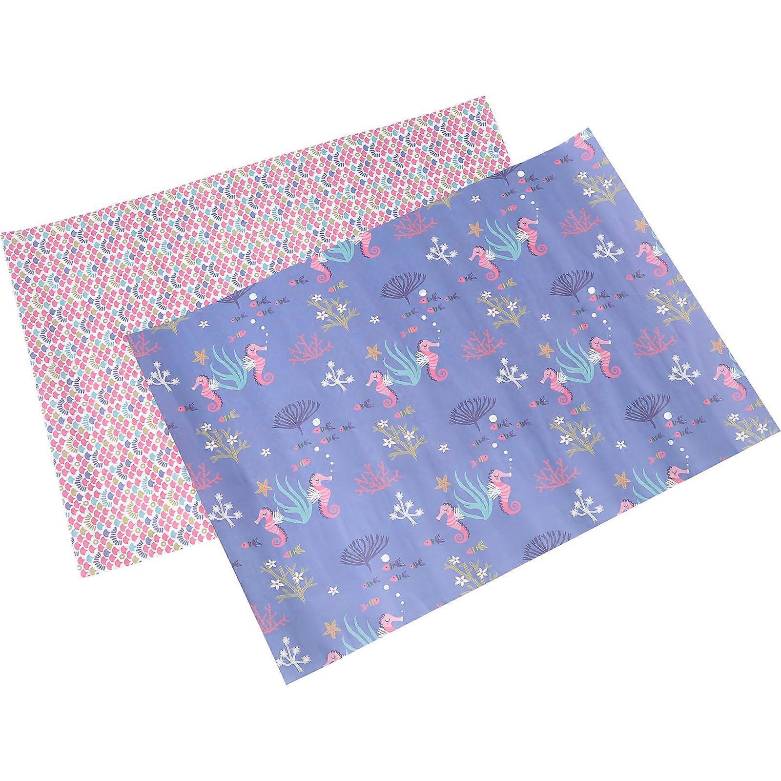 Reversible Wrapping Paper Sheets Flower Pattern Diy Crafts Wrapping Papers 70x49cm For Girls Birthday 2 Sheets