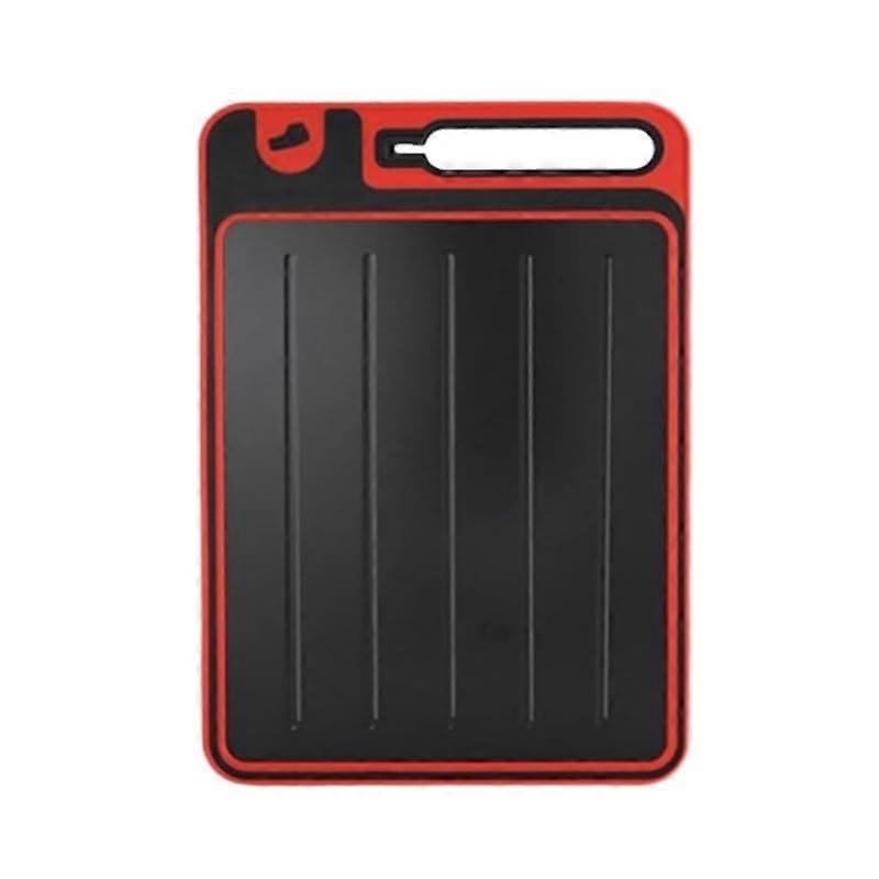 4in1 Defrosting Board, Aluminium Alloy Plate with Sharpener, Defrosting Tray (Red, L)