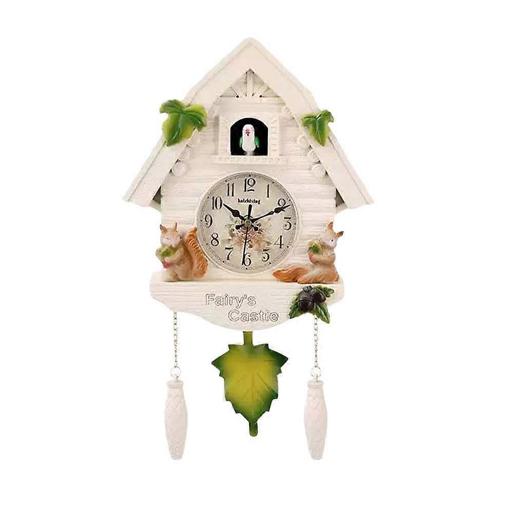 Cuckoo Clocks for Wall with Leaf Pendulum, Silent Squirrel Design, Ideal for Living Room, Study, Nursery, Unit Size
