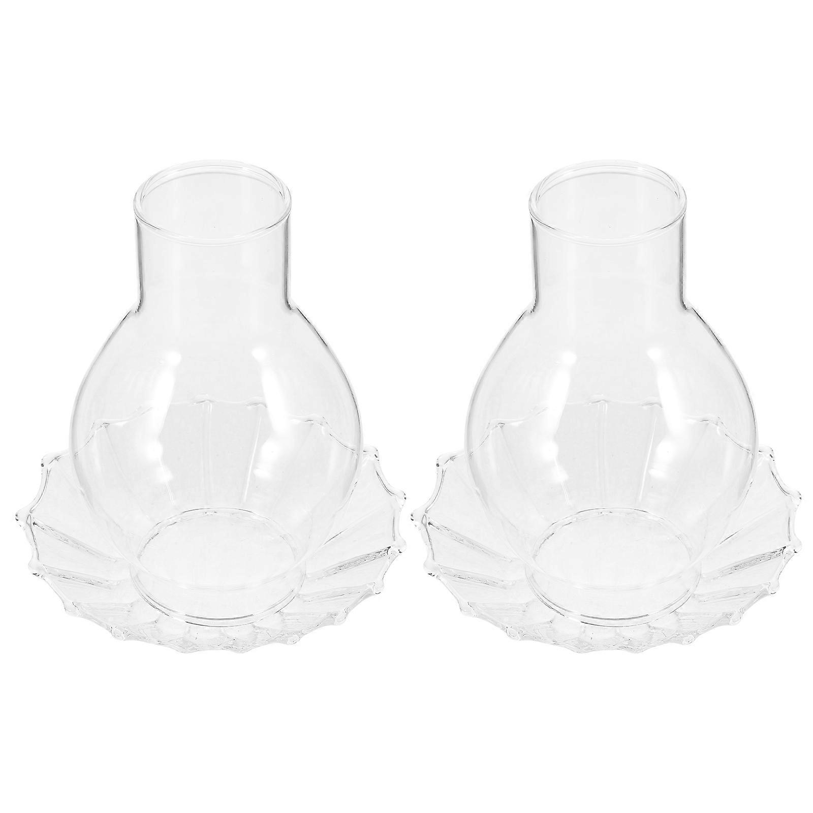 Clear Glass Tealight Holder Square Striped Base 12X4.5CM 2Set