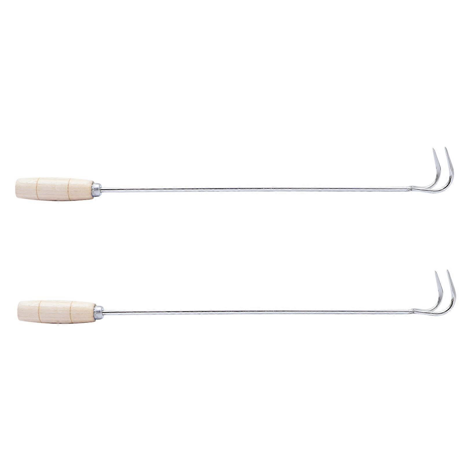 Meat Processing Hooks 2-Piece Set Non-Slip Long BBQ Grilling Hooks for Meat Preparation Rust-Resistant Durable