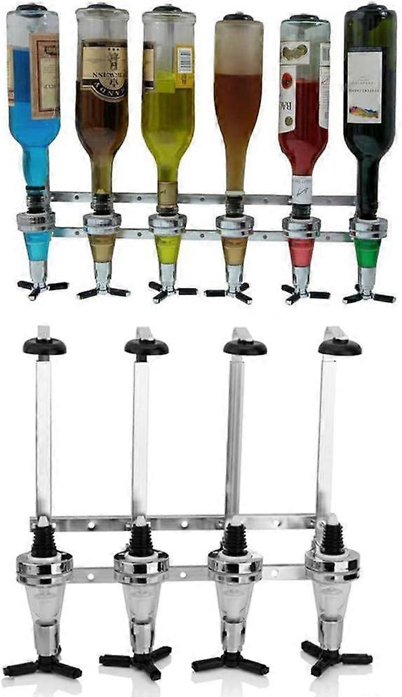 Rack Organiser Wall Mounted Spirits Dispenser - Silver 4-Bottle Bar Rack for Home and Party Use