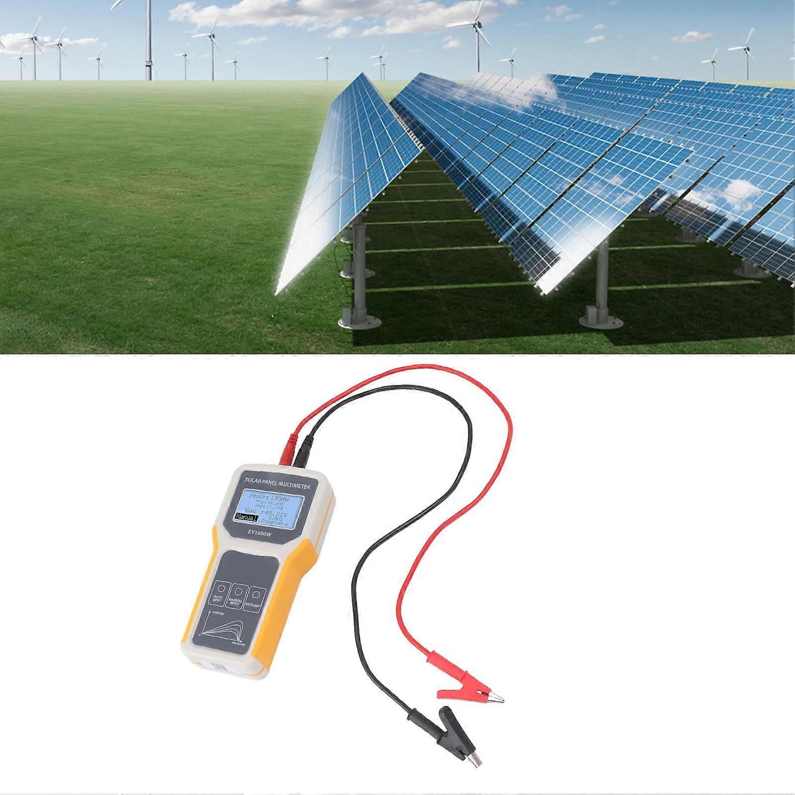 Solar Panel Tester Photovoltaic Multimeter EY1600W with Backlight MPPT Open Circuit Voltage Tool for Solar PV Testing Yellow 