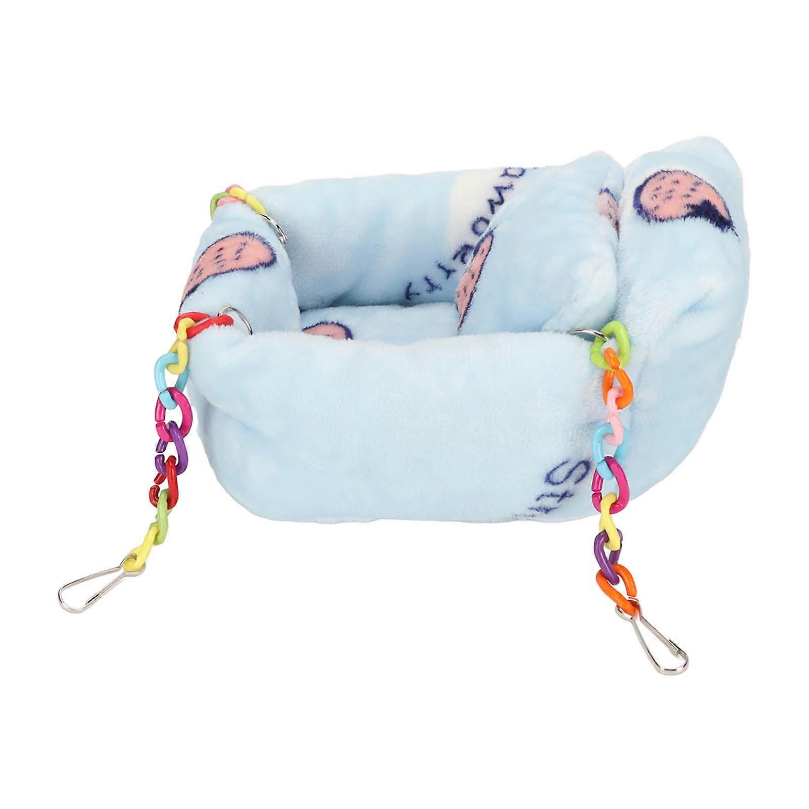 Hamster Hanging Warm Bed Strawberry Pattern Small Animal Plush Hammock Bed with Pillow for Hamster Hedgehog Squirrel Rat M