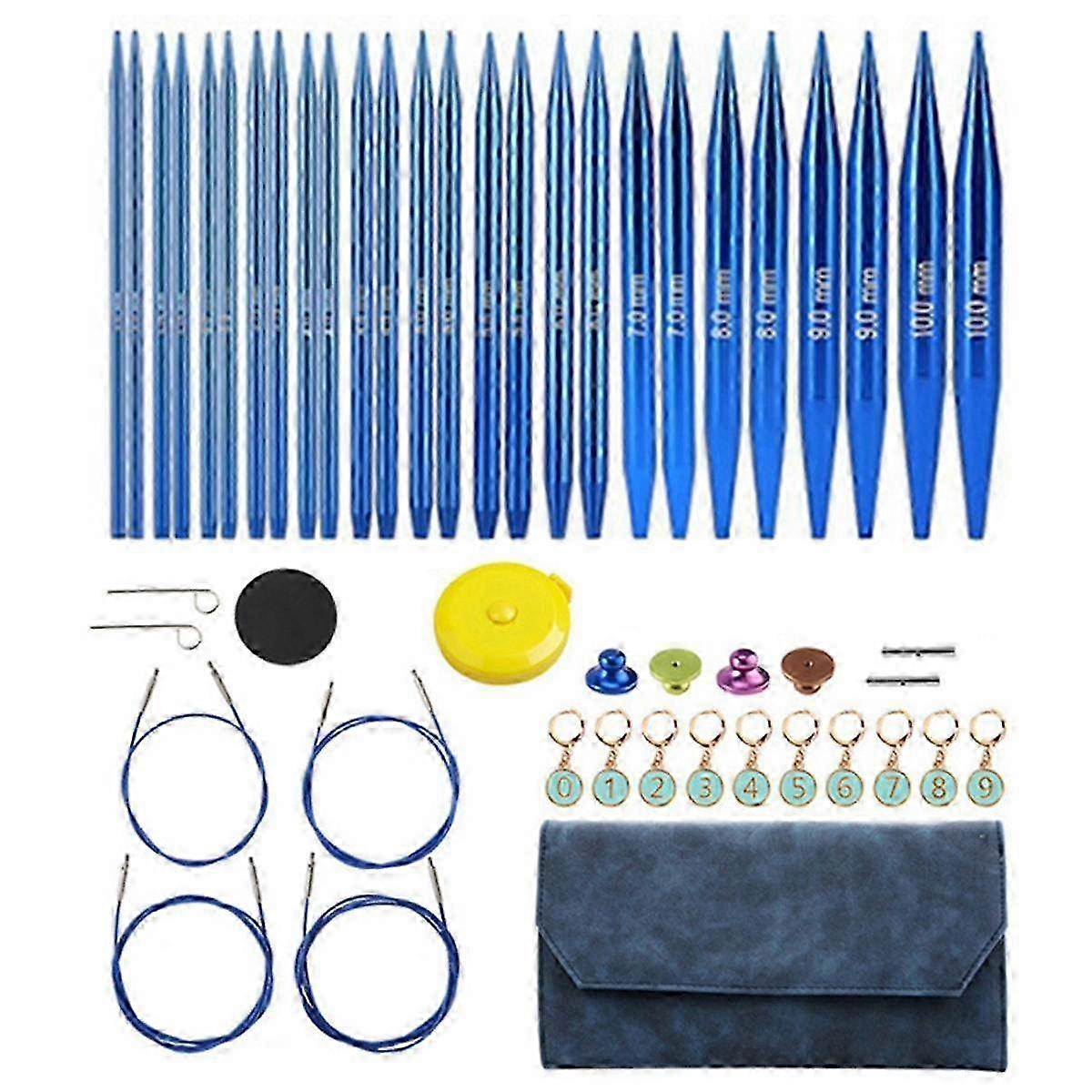 Aluminum Interchangeable Sewing Crochet Needles Circular Knitting Set Weaving Yarn Kit