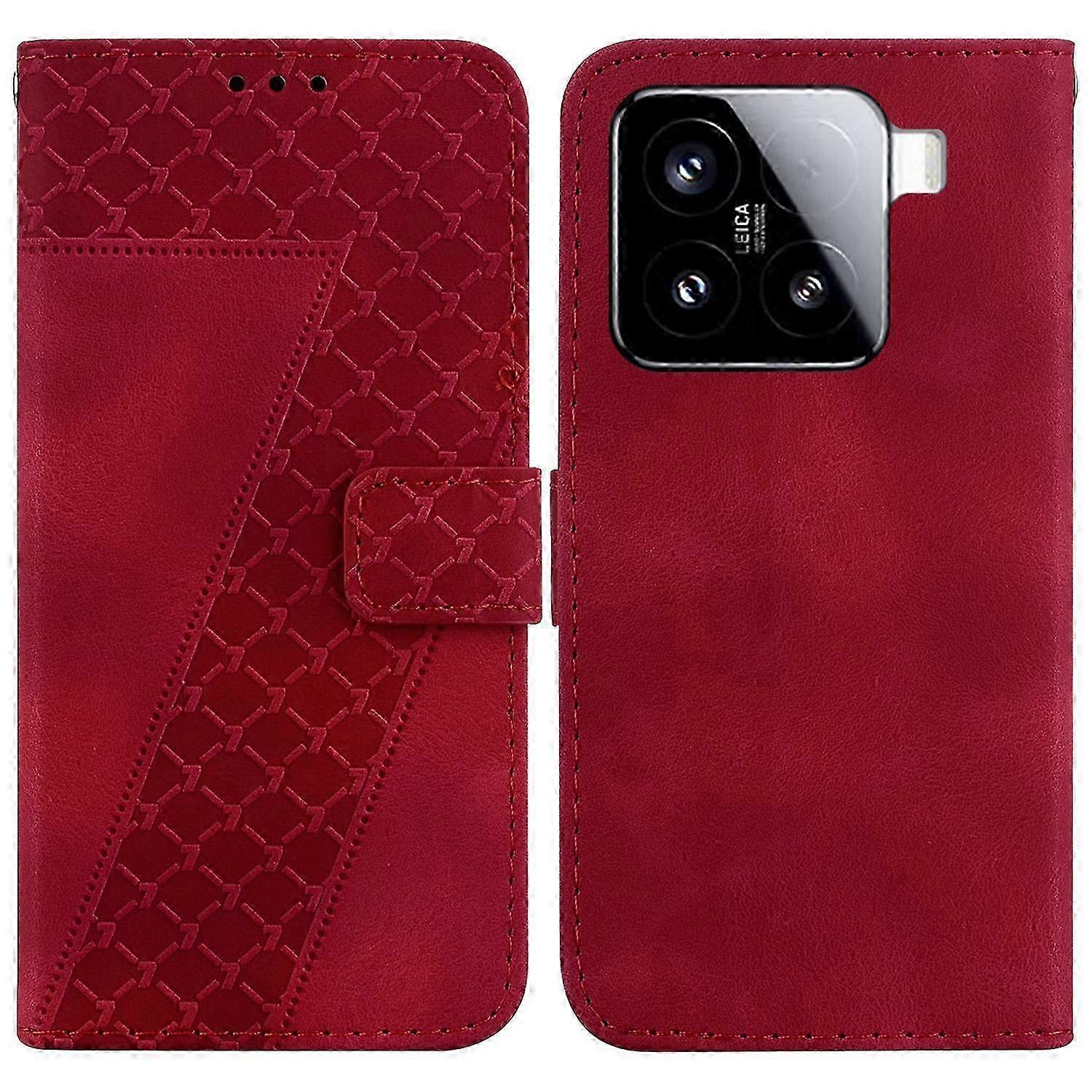Stand Case with 7-Shaped Pattern Imprint Leather Cover for Compatible Brand 15