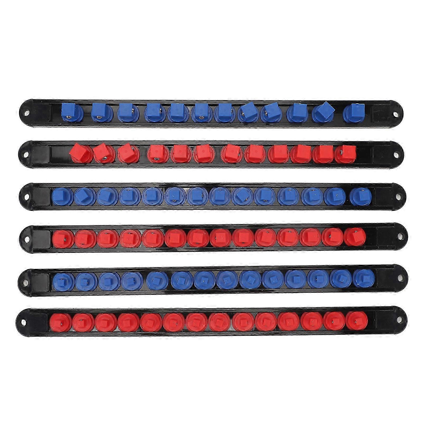 6pcs Socket Organizer 360 Swivel Removable End Cap avec 28 clips pour 1/4 pouce, 28 clips pour 3/8 pouce et 24 clips pour 1/2 pouce
