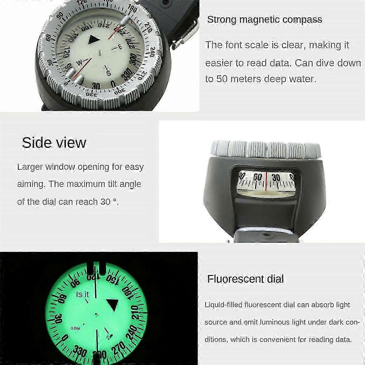 Waterproof 50M Diving Compass with Elastic Rope for Underwater Direction Watch Equipment