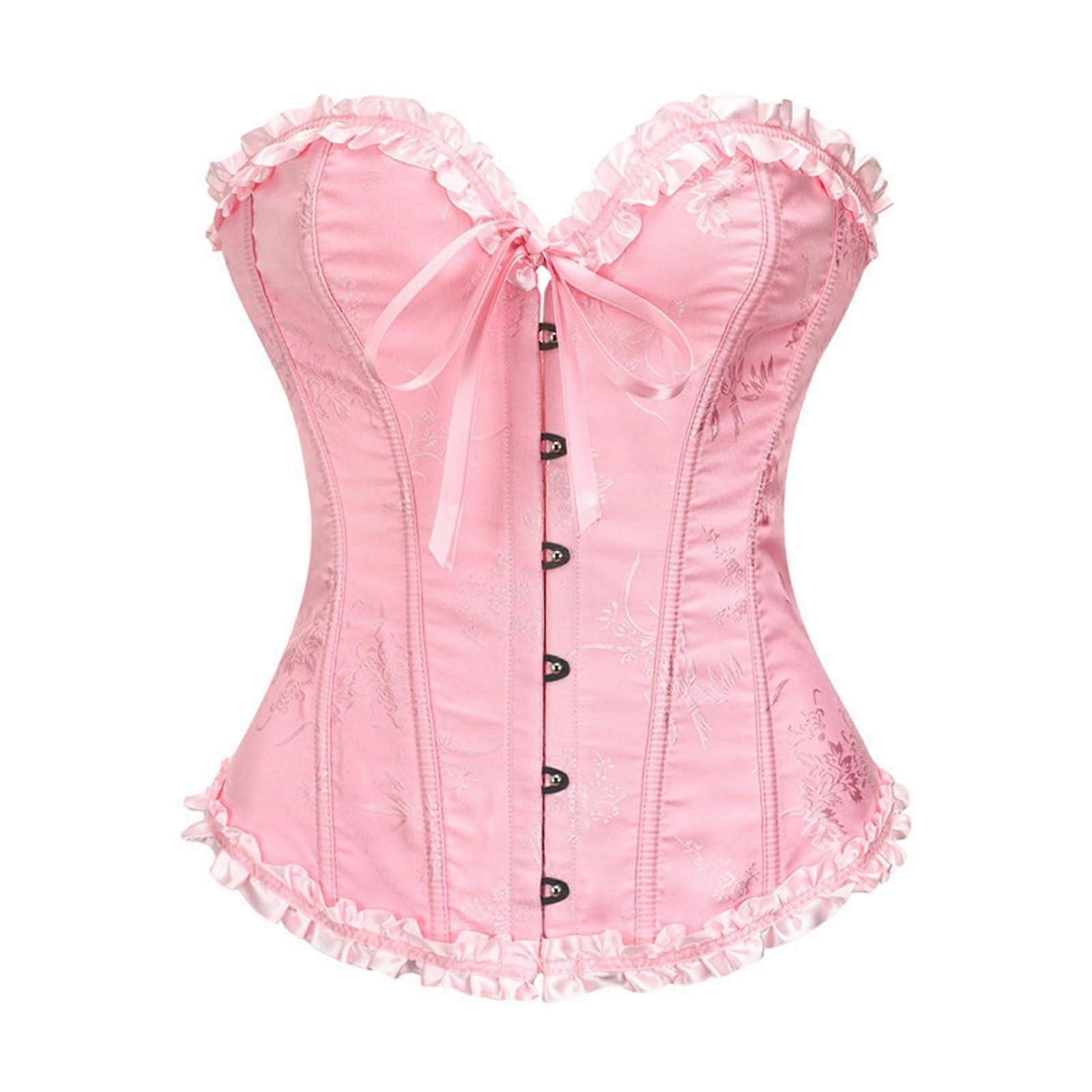 Elegant Corset Women's Carnival Sleeveless Corset Belt Adjustable Plain Lingerie M Rosa