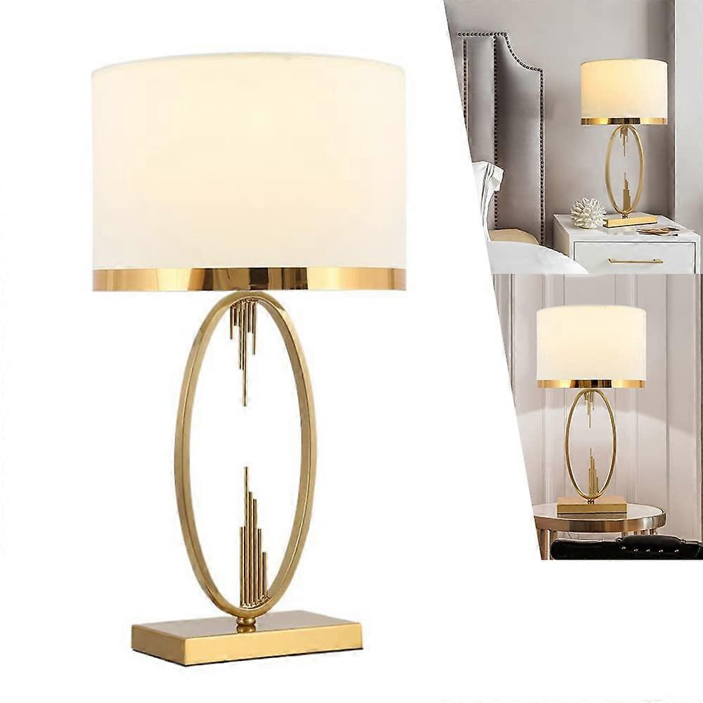 Table Lamp, Minimalist, Metal Bedside Lamp, Round Lampshade, Gold, Nordic, E27