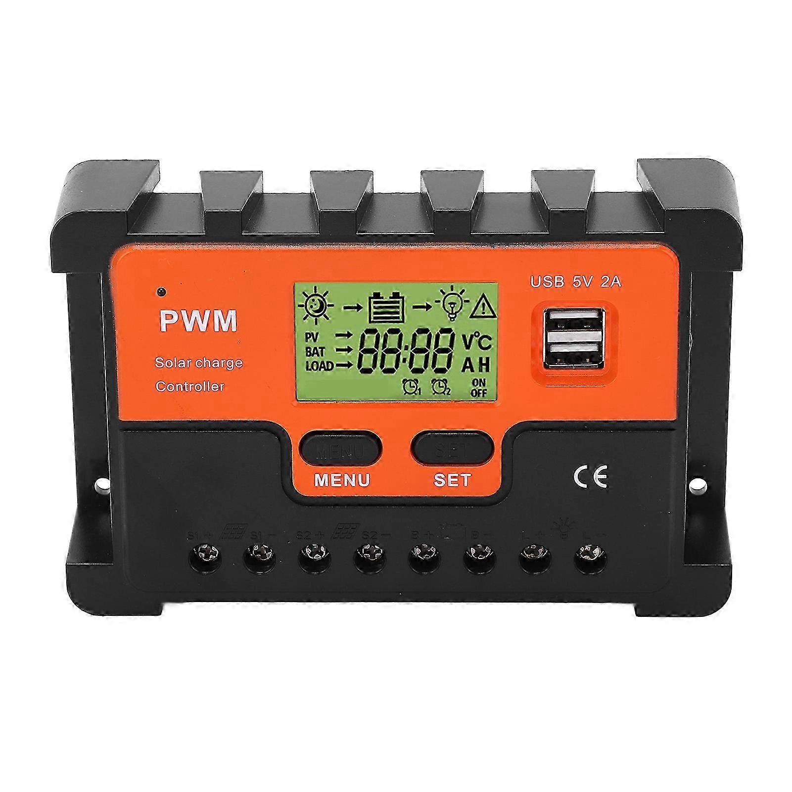 12V/24V PWM zonnecontroller met automatische identificatie, waterdicht ontwerp, 20A, 2 USB-uitgangen en LCD-scherm