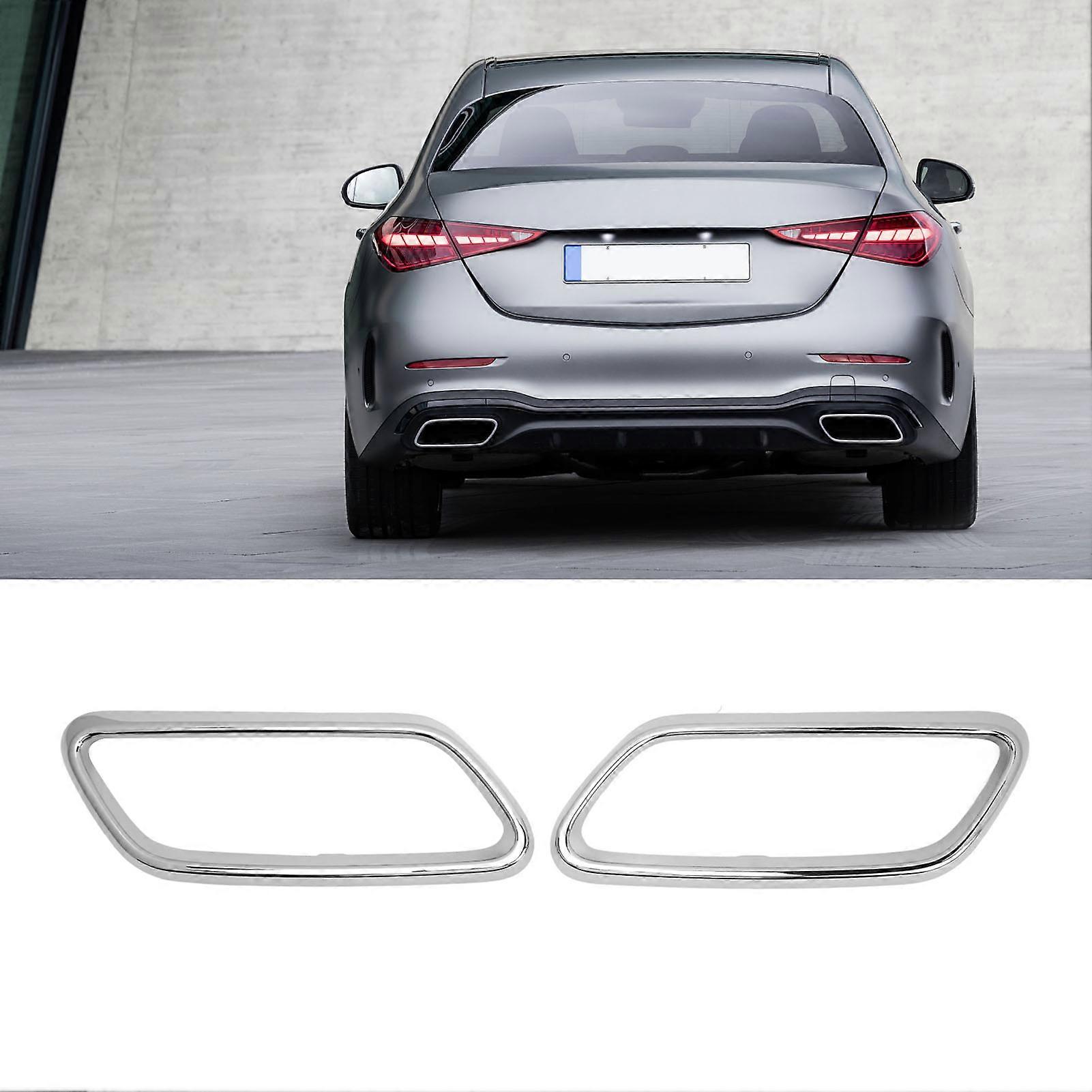 Exhaust Tip Cover Trims Bezel Replacement for Benz C‑Class W206 S206 AMG Line 2022 Onwards Electroplating 