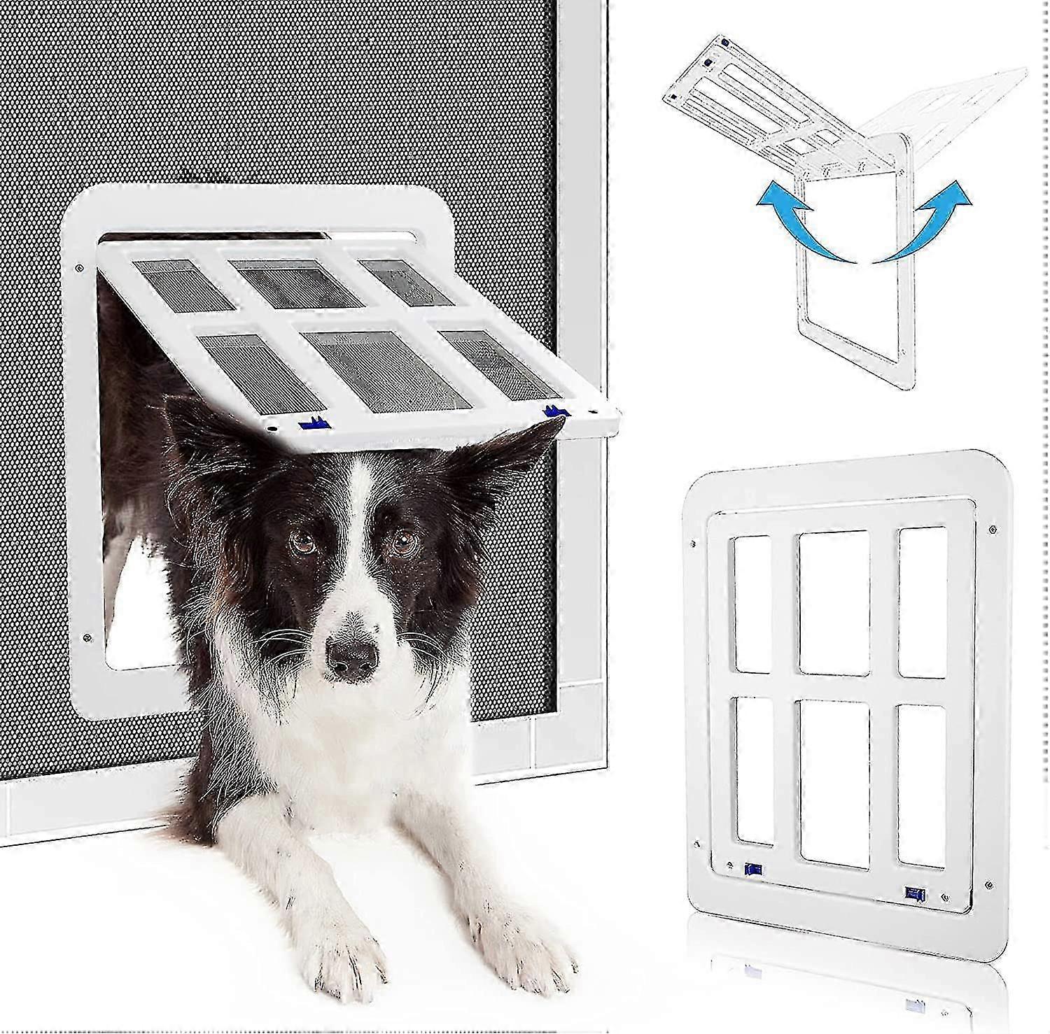 Cat Flap Fly Screen Automatic Closure, Dog Flap With Magnets Flap Lockable, Dog Flap Fly Screen Balcony Door With Cat Flap Pet Flap