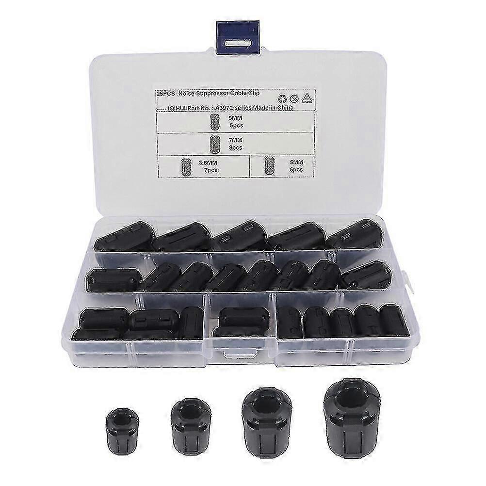 25 Pcs Ferrite Core Cable Ring Choke Noise Suppressor Filter para cable de alimentación