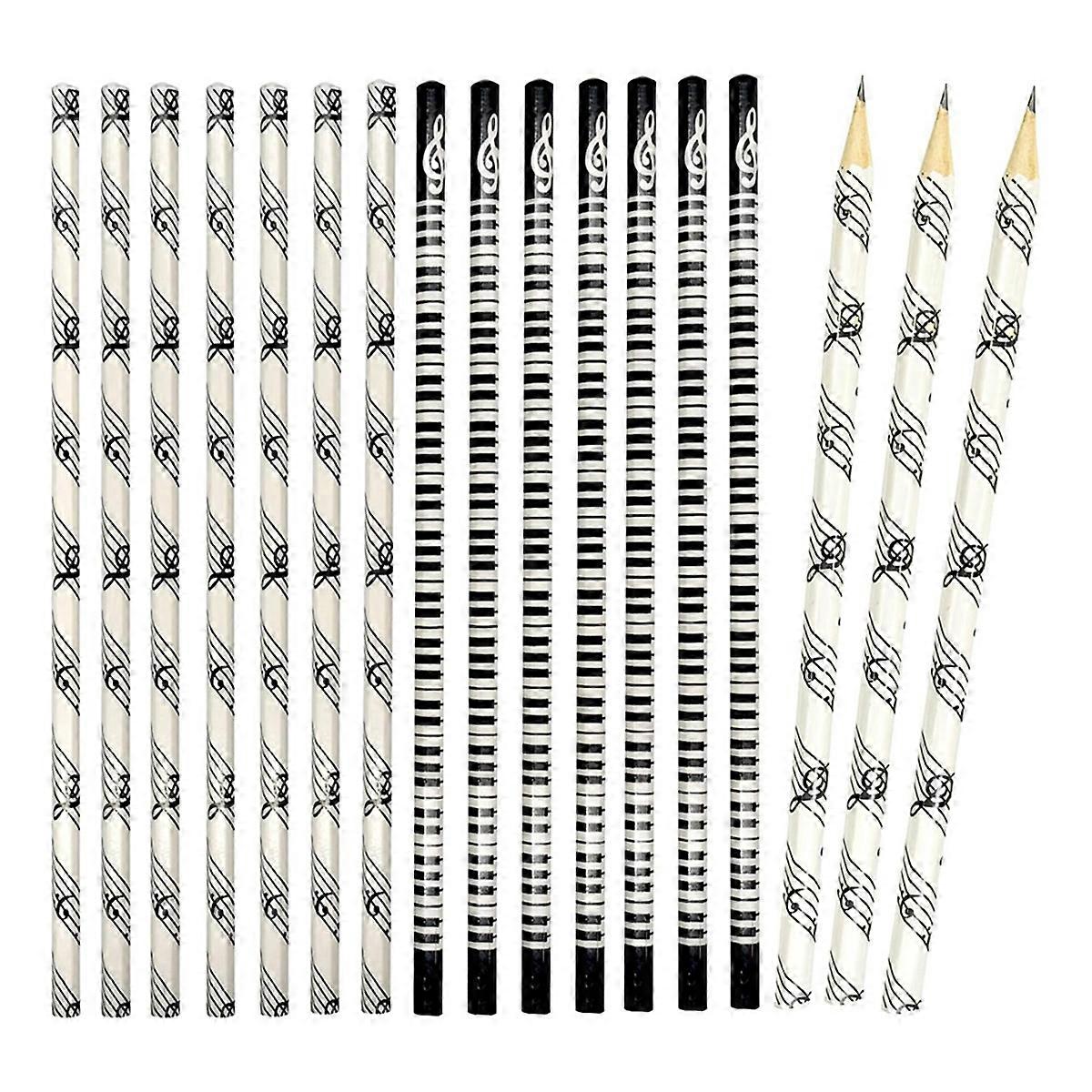 24PCS Music Pencils with Musical Instruments Patterns - HB Wooden Pencils for School Teachers and A