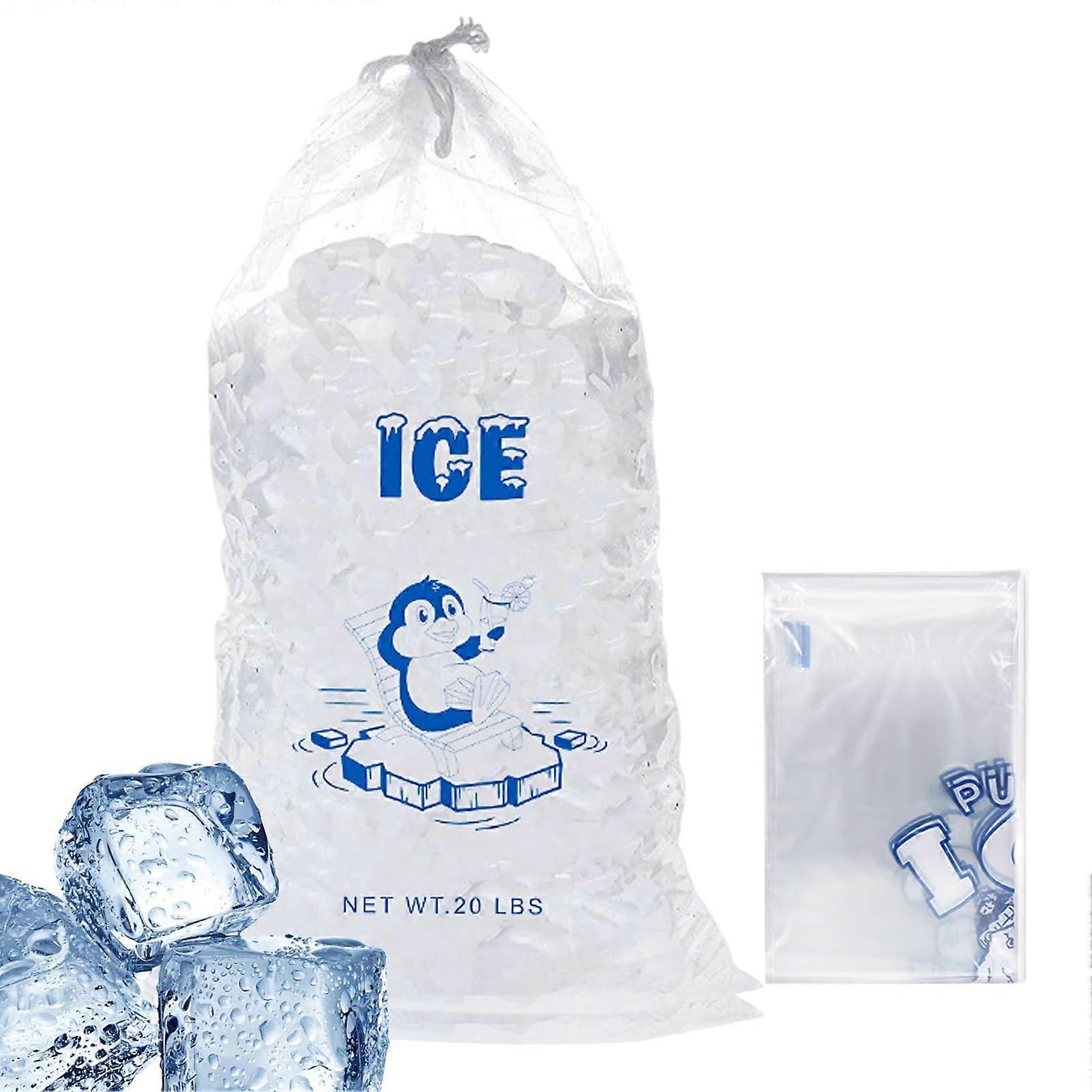 10 Durable Ice Bags with Drawstring, Reusable Storage Bag, Ice Bags for Ice Maker Storage Freezer Keeper Leakproof Ice Maker Bags 20 lbs