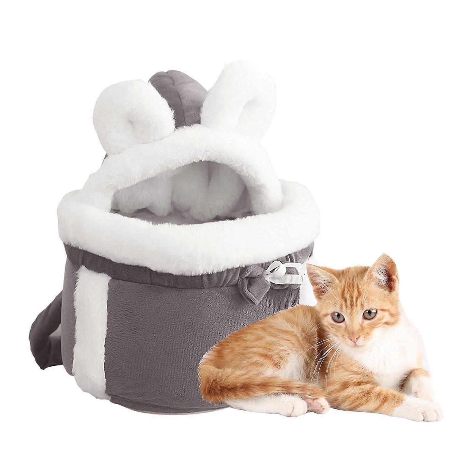 Soft Cat Carrier, Adjustable Pet Cave Comfortable Backpack for Cats Grey M