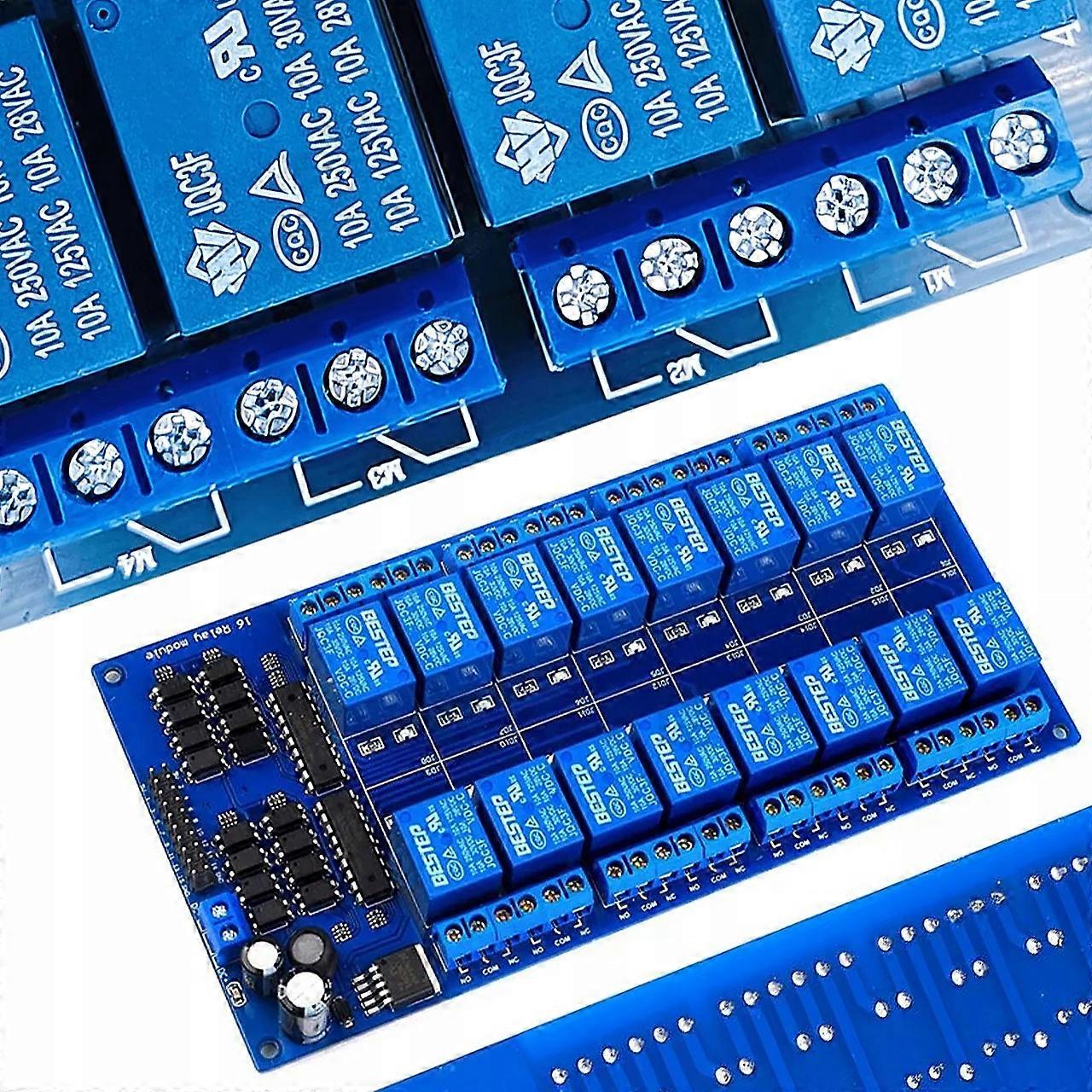 Rosfix 16-Channel 5V Relay Module | Optical Isolation | Compatible with Arduino