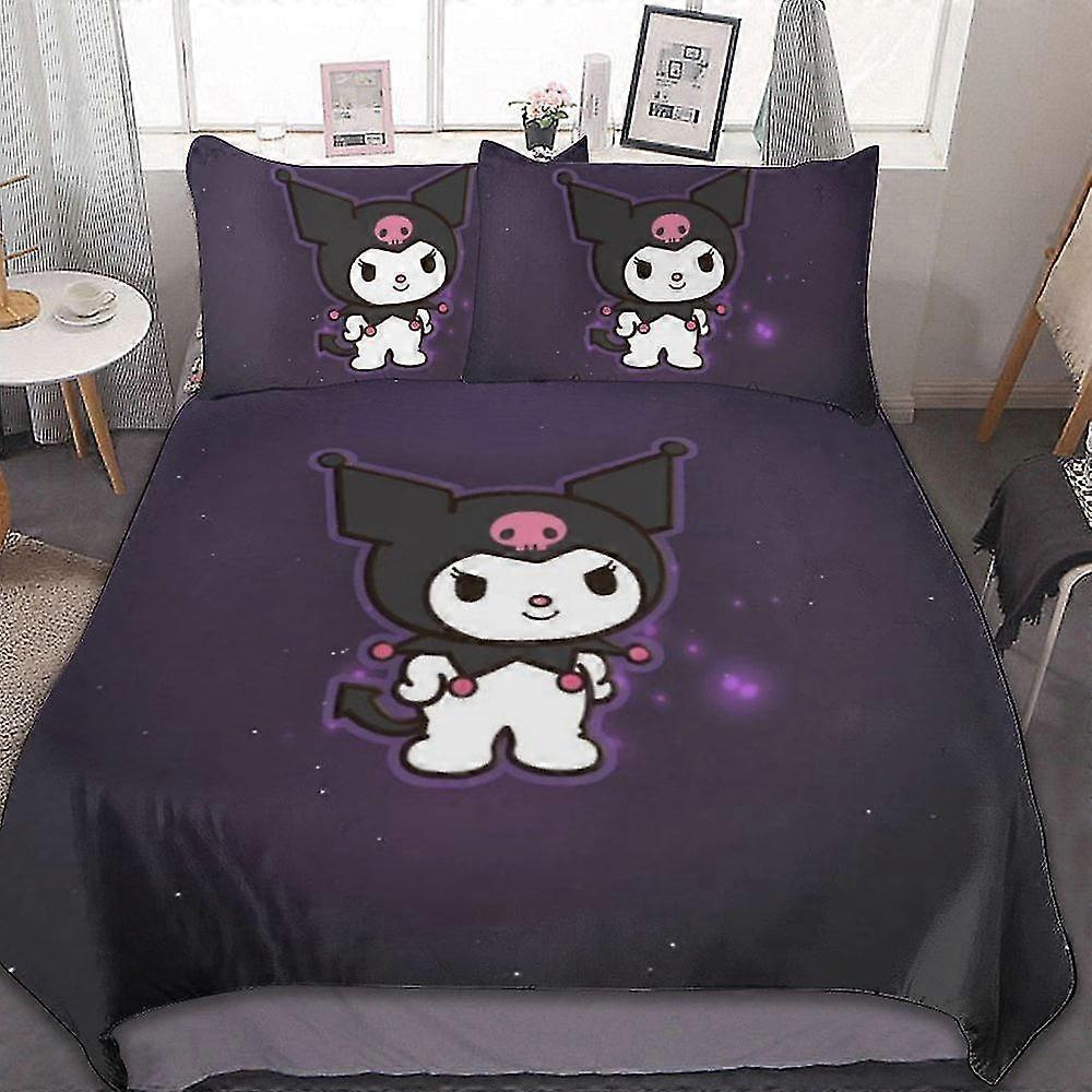 Conjuntos de Cama de Desenho Animado Fofos com Impressão 3D, Decoração de Quarto Leve para Crianças, 1 Capa de Edredom e 2 Travesseiros, 8670