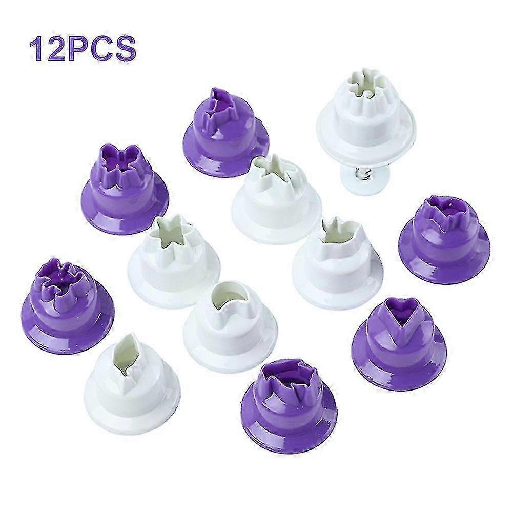 12pcs Plunger Mold DIY Cookie Cutter Animal Shape Chocolate Flower Leaf Biscuit