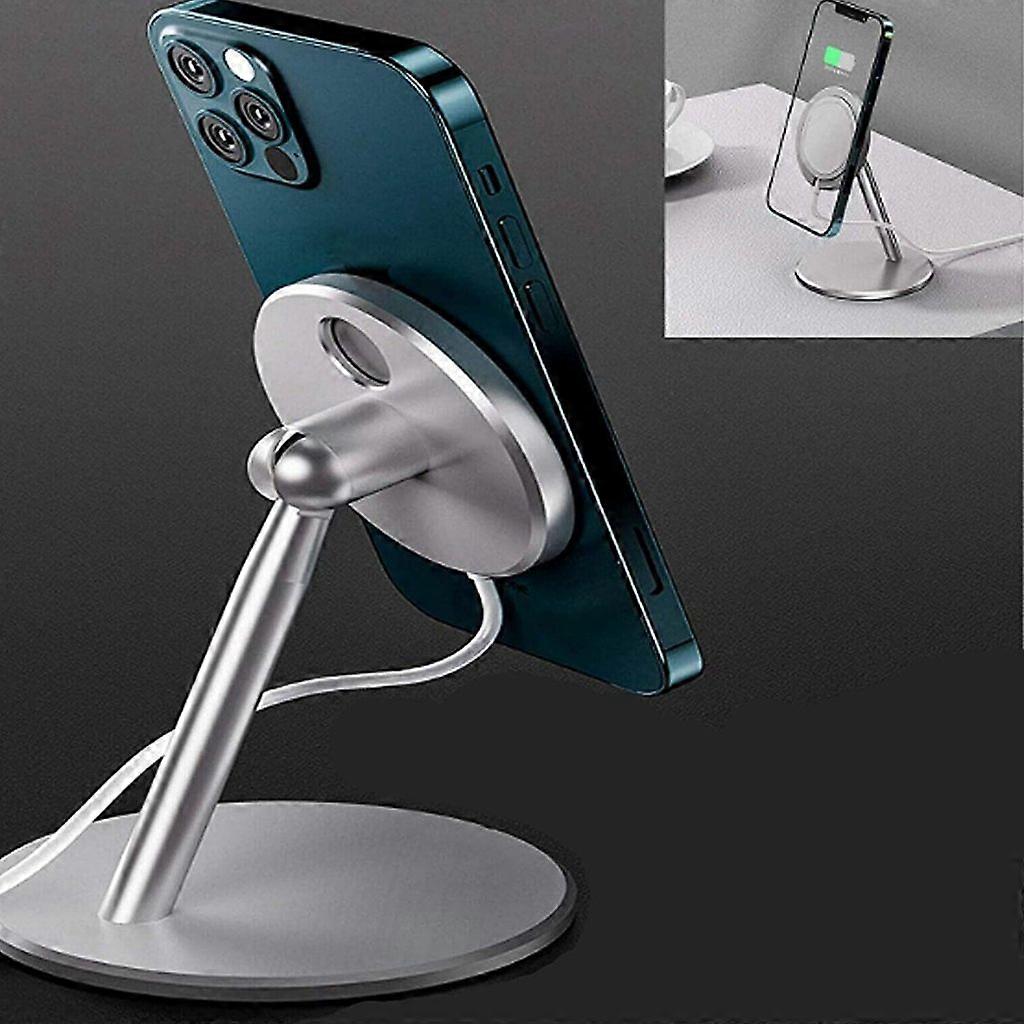 Magnetic Wireless Charging Stand, Vertically Adjustable Desktop Magnetic Stand, Mobile Phone Wireless Charging Station, Gray