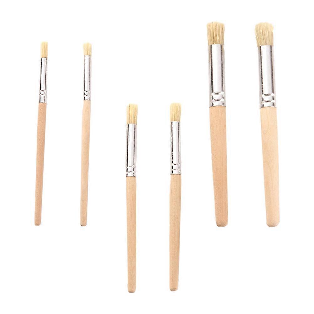 Kid Paintbrushes with Synthetic Material for Painting Use Khaki Ergonomic Handle Lightweight and Portable 6 Pieces