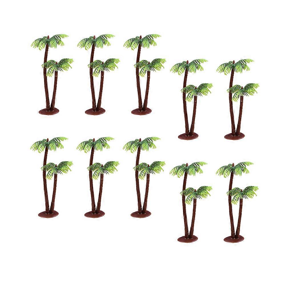 Tree Cake Topper Decoration Mini Imitation Palm Tree Model for Micro Landscape Ornaments 14CM Style Green Plastic 10Pcs