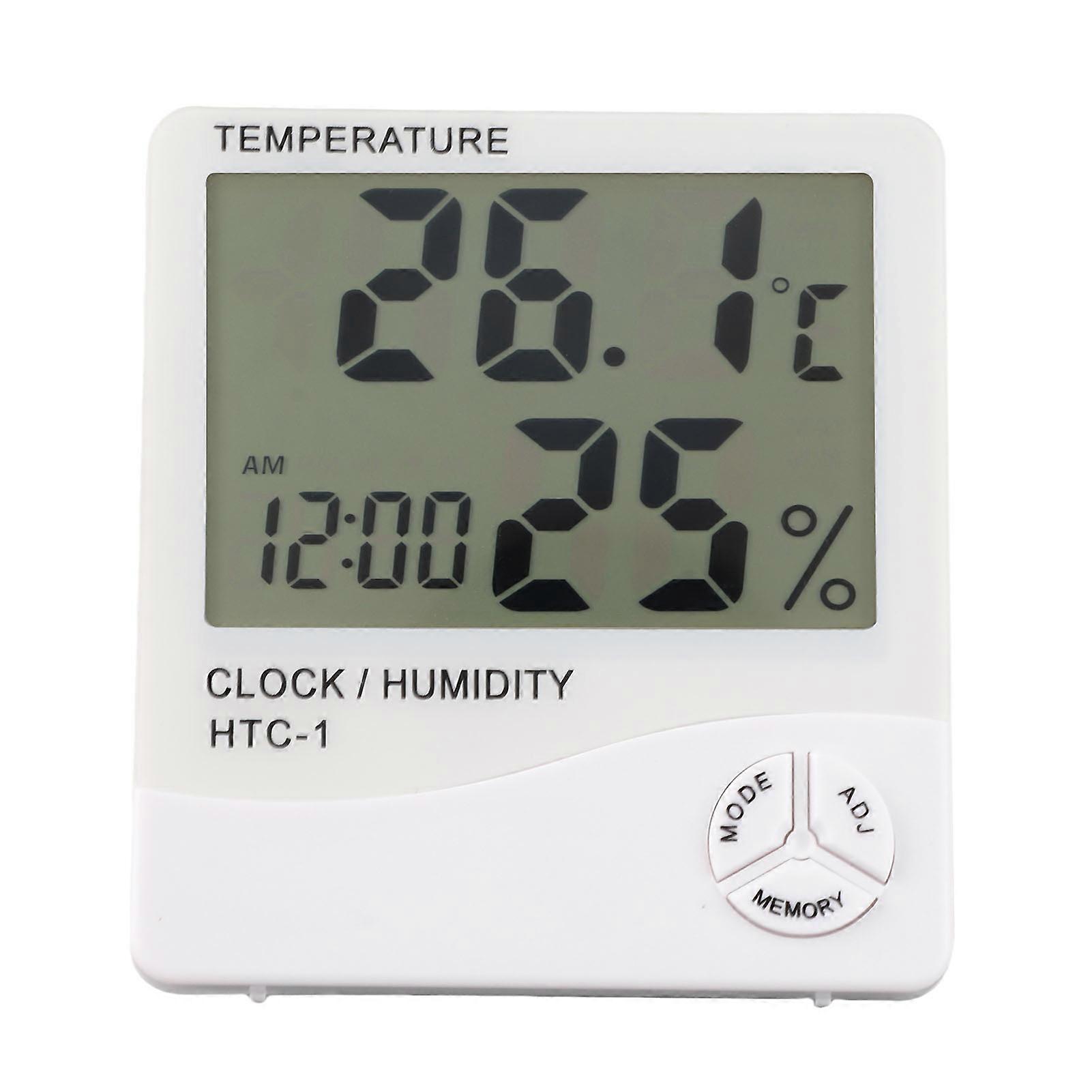 Digital Temperature Humidity Meter with Clock Indoor Thermometer Hygrometer Accurate Display for Home Office Room Monitoring