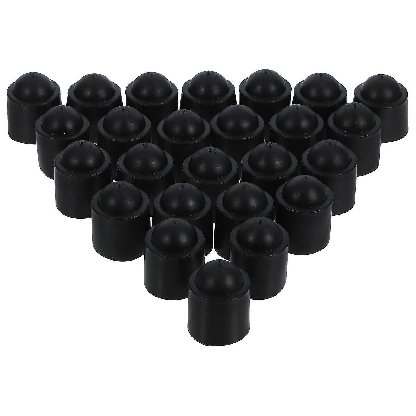 25pcs Durable Billiard Cue End Protectors Black Rubber Covers for Snooker & Pool Cues to Reduce Vibration and Prevent Cracking