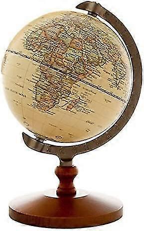 Diamètre Tiny Brown World Globe Décoratif Globe de bureau Rotation Terre Géographie Globe Base en bois Table d’appoint éducative Globe Enfants Cadeau