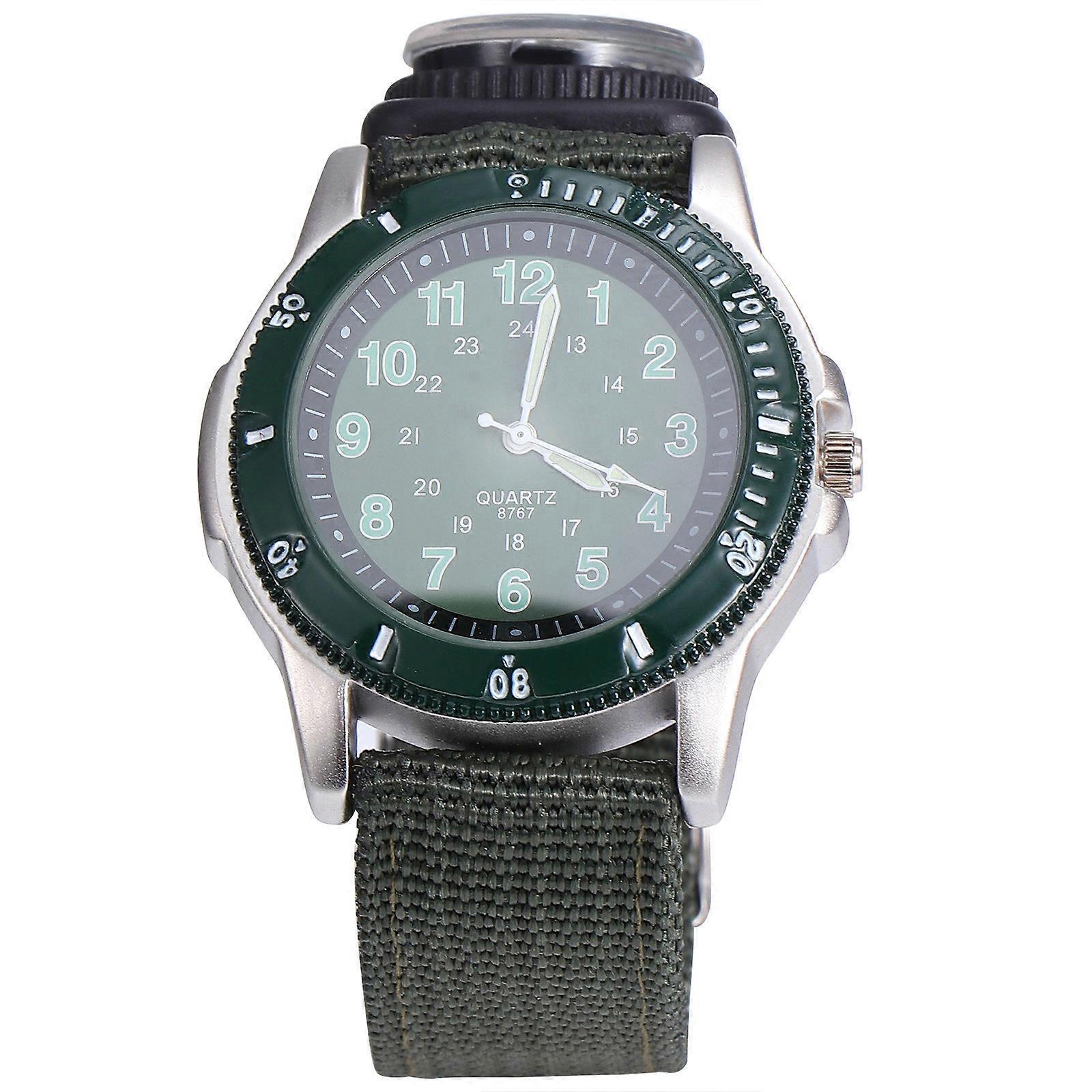 Waterproof Watch Quartz Timepiece For Children Daily Use Green Round 1Pc