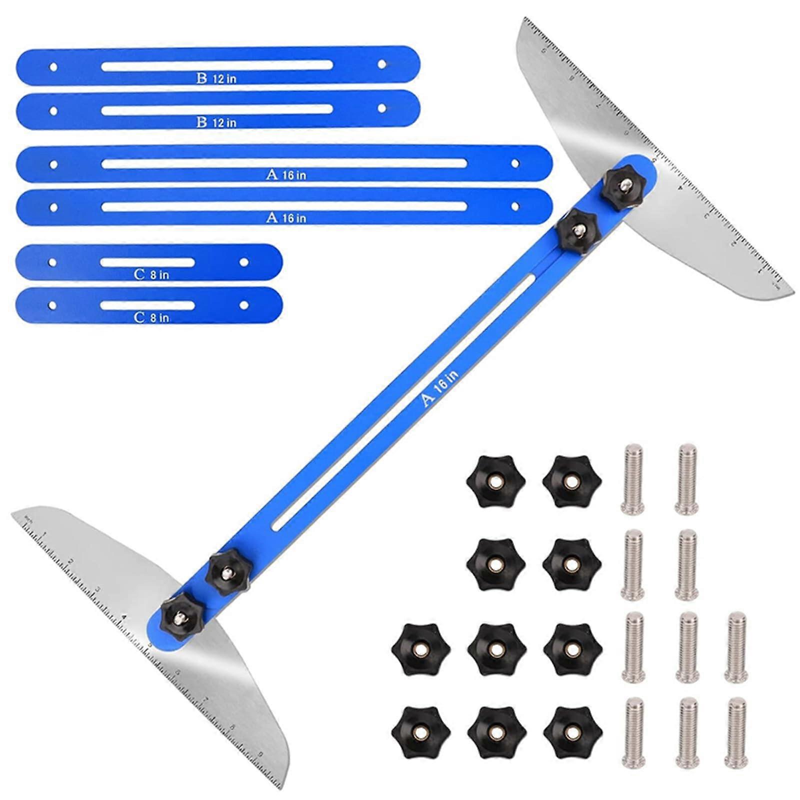 Stair Gauge Stainless Steel Stair Profile Measuring Tool with Protractor and Scale