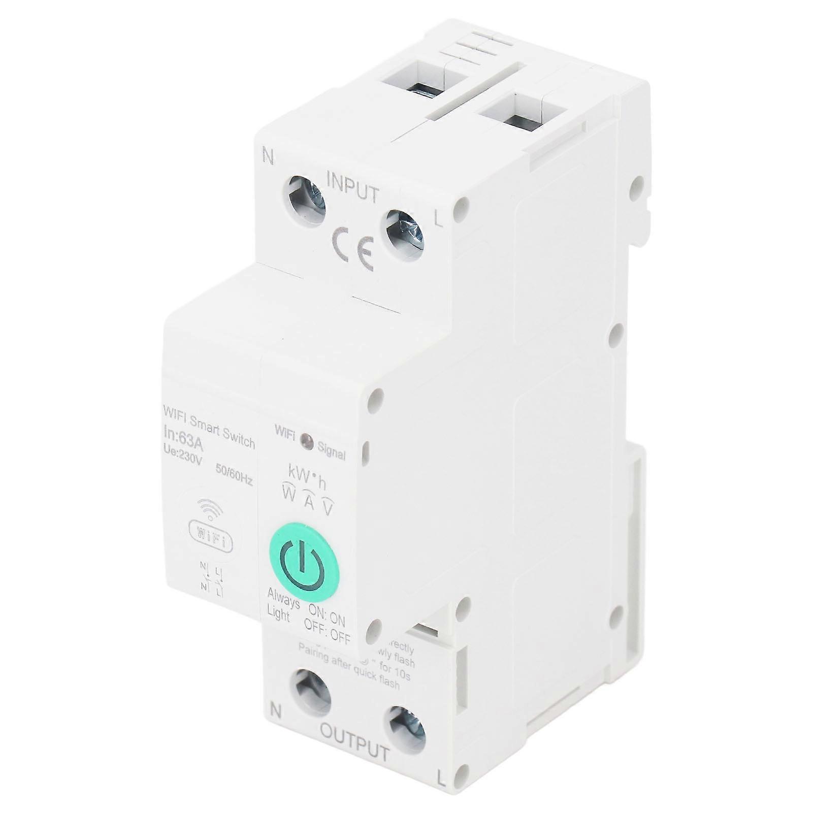 AC230V Circuit Breaker Din Rail WIFI Leakage Protection 2P 63A Cell Phone Remote Control Switch for Smart Home 
