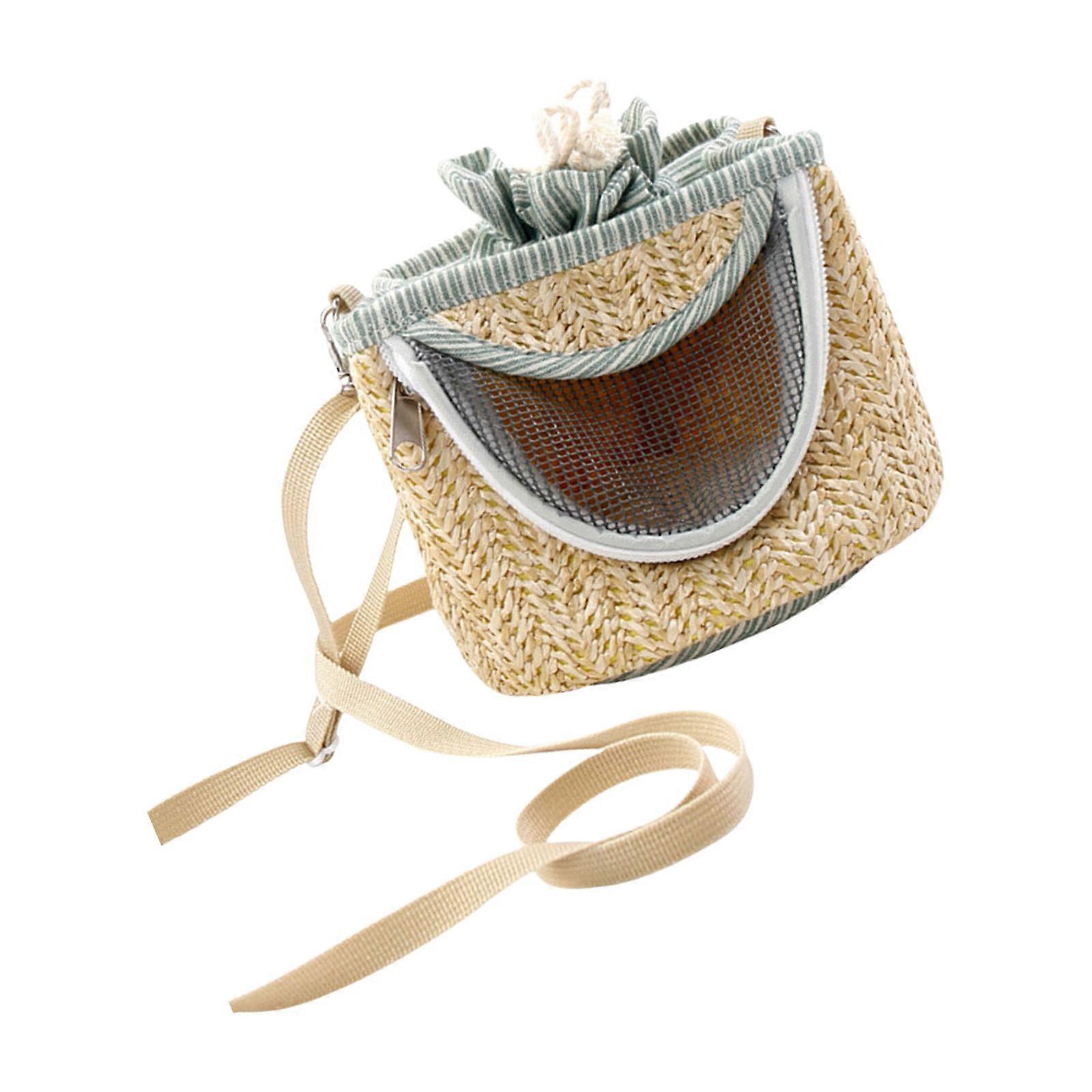 Practical Rodents Carriers Bag With Airflows Net Panel Removable Shoulder Belt And Removeable Cushion for Small Pet  Green