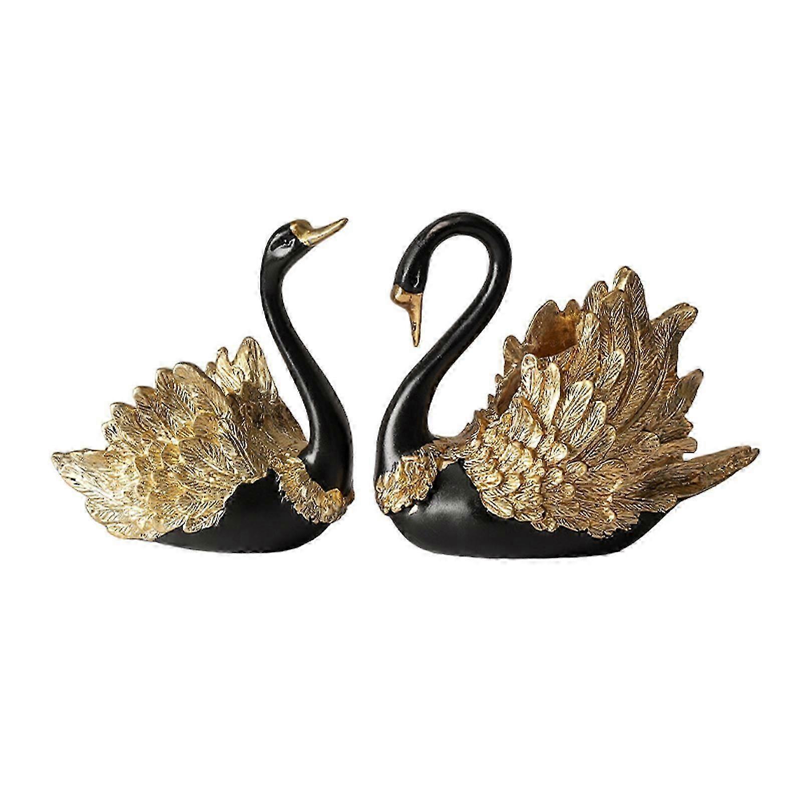 2Pcs Resin Ornament Gift Swan Statue for Table Centerpieces Indoor Bookshelf Silver