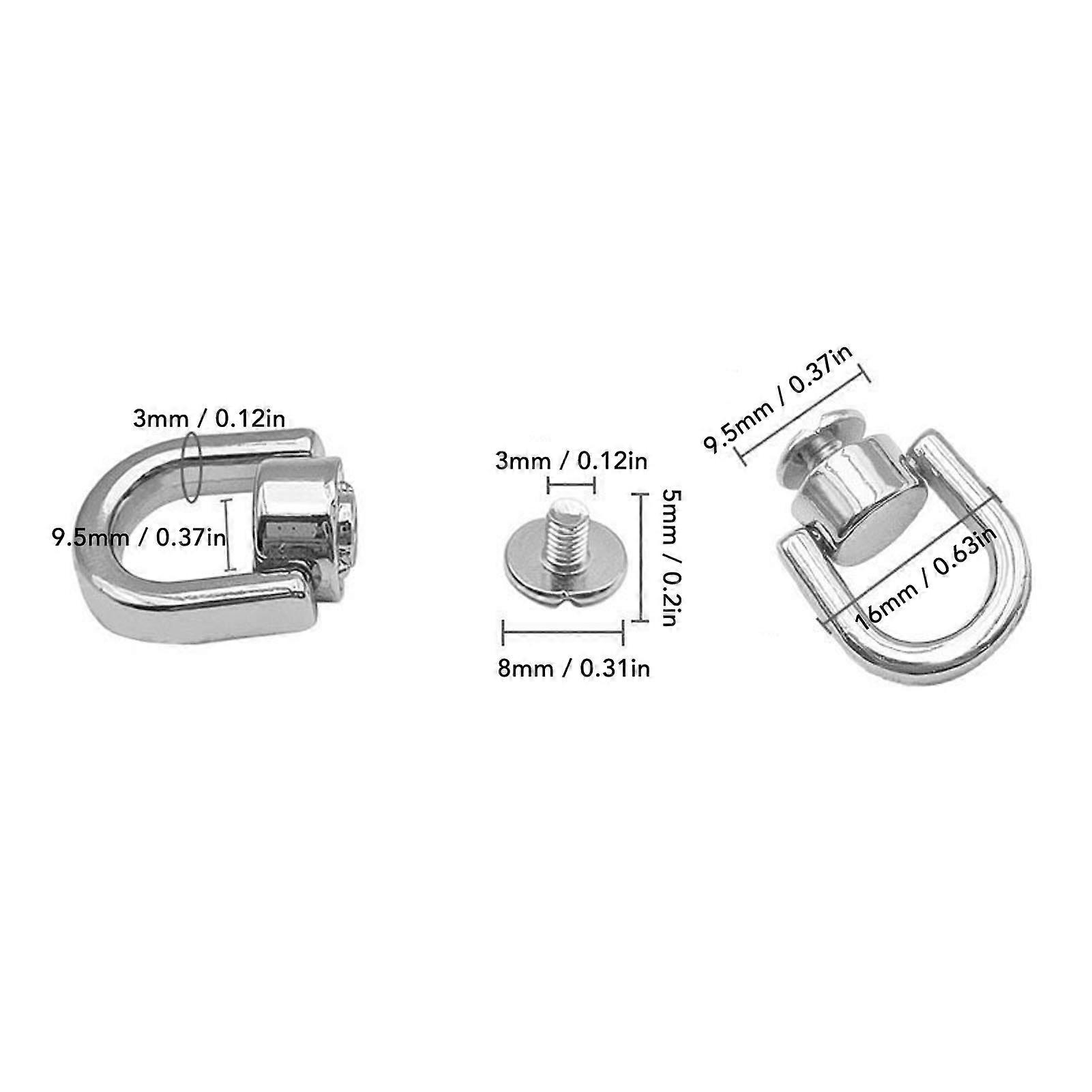 20PCS D Ring Rivet 16x9.5mm Zinc Alloy and Iron Rivet Button Ball Stud with Thread for Leather Silver