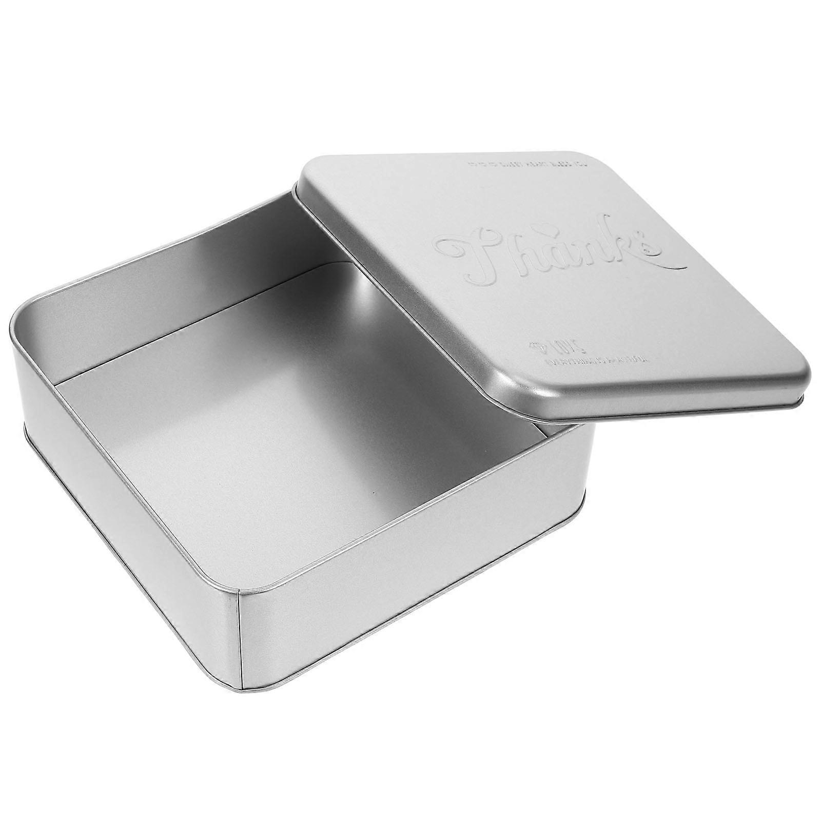 1Pc carré en fer blanc boîte mignon pot de bonbons fleur design récipient à biscuits