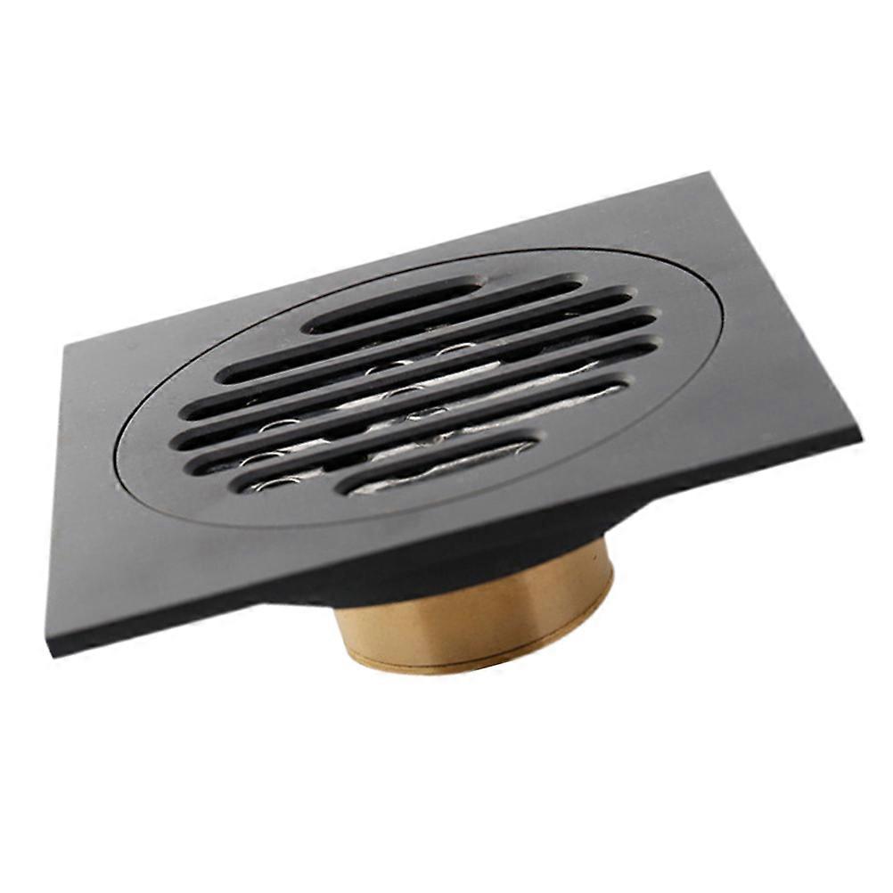 Square Floor Drain Filter Black 10x10x3.7cm Kitchen Draining Corrosion Resistant Rustproof 1Set
